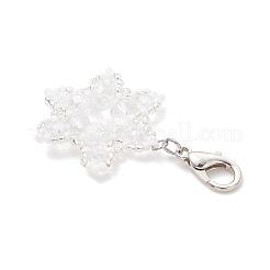 Glass Snowflake Pendant Decorations&nbsp;HJEW-MZ00340
