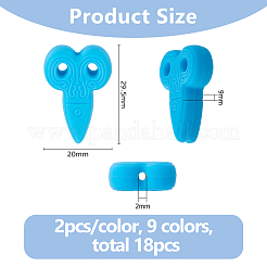 18Pcs 9 Colors Food Grade Silicone Focal Beads&nbsp;SIL-DC0001-58