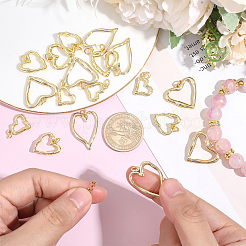 20Pcs 5 Styles Hollow Heart Rack Plating Brass Pendants Charms&nbsp;KK-BBC0025-63