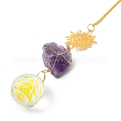 Wire Wrapped Nuggets Natural Amethyst Pendant Decorations&nbsp;LS-HJEW-C008-03B-G