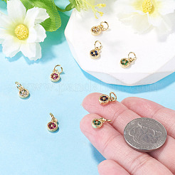 8Pcs 4 Colors Brass Micro Pave Cubic Zirconia Pendants&nbsp;KK-TA0009-08