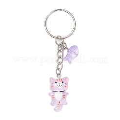 Resin Glass Cat and Fish Luminous Keychain&nbsp;KEYC-JKC01236