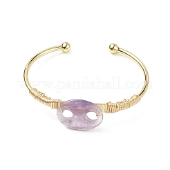 Natural Amethyst Coffee Bean Open Cuff Bangle&nbsp;BJEW-G660-01G-09