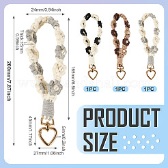 3Pcs Cotton Braided Flower Pendant Decorations&nbsp;AJEW-TA0002-72A
