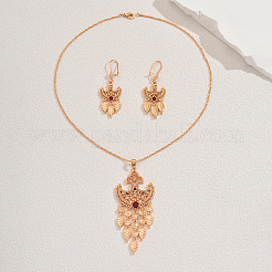 Elegant Geometric Brass Pave Cubic Zirconia Dangle Earrings & Pendant Necklaces Sets for Women&nbsp;EC3167