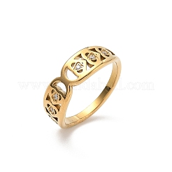 304 Stainless Steel Cubic Zirconia Finger Rings for Women&nbsp;RJEW-F189-03G