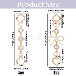 2Pcs 2 Styles Rhombus Bowknot Alloy Clear Glass Bag Extension Chains&nbsp;DIY-BBC0002-59