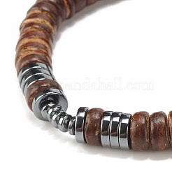 2Pcs 2 Style Natural Coconut & Gemstone Stretch Bracelets Set&nbsp;BJEW-JB07938