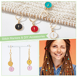Alloy Enamel Flat Round with Lightning Bolt Pendant Locking Stitch Markers&nbsp;HJEW-AB00023