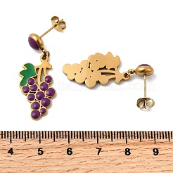 304 Stainless Steel Grape Dangle Stud Earrings&nbsp;EJEW-H163-01G
