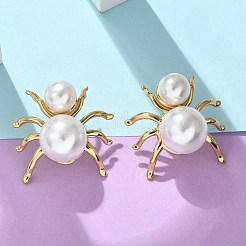 304 Stainless Steel & ABS Plastic Imitation Pearl Spider Stud Earrings&nbsp;EJEW-S253-20G