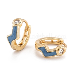 Brass Micro Pave Clear Cubic Zirconia Huggie Hoop Earrings&nbsp;EJEW-P187-I