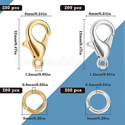 400Pcs 2 Colors Zinc Alloy Lobster Claw Clasps&nbsp;FIND-SP0001-34