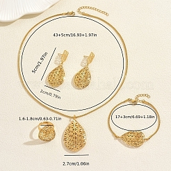 Stainless Steel Hollow Teardrop Bracelets & Earrings & Necklaces & Rings Sets for Women&nbsp;GO0087