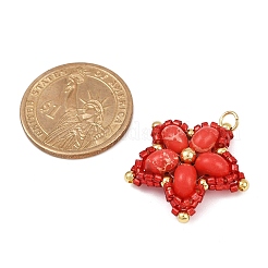 Handmade Glass Seed Beaded & Synthetic Dyed Imperial Jasper Beads Pendants&nbsp;PALLOY-MZ00752-05