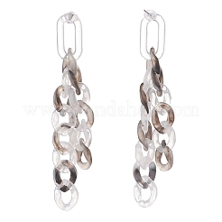 Acrylic Curb Chain Tassel Dangle Stud Earrings for Women&nbsp;EJEW-JE04767-02