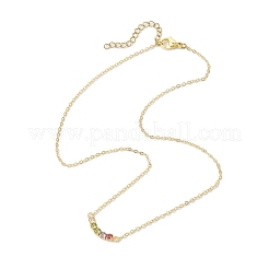 Rack Plating Brass Pave Colorful Cubic Zirconia Cube Link Necklaces&nbsp;NJEW-JN04999