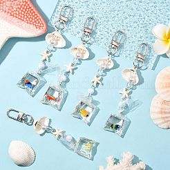 ABS Plastic Imitation Pearl & Acrylic & Synthetic Turquoise & Shell Pendant Decorations&nbsp;KEYC-FS00038-05