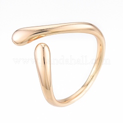 Brass Teardrop Open Cuff Ring for Women&nbsp;RJEW-T001-90G