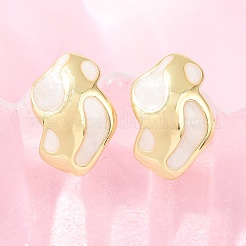 Irregular Brass Enamel Stud Earrings&nbsp;EJEW-K249-14G-01