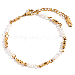 Retro 304 Stainless Steel 18K Gold Plated Beaded Handmade Chain Bracelet Women&nbsp;HI2110