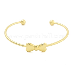 Brass Bowknot Cuff Bangles for Women&nbsp;BJEW-Z072-03G-04