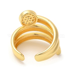 Round Brass Micro Pave Clear Cubic Zirconia Open Cuff Rings&nbsp;RJEW-U008-22G