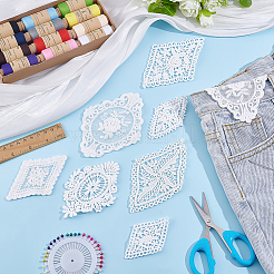 21Pcs 7 Styles Cotton Hollow Out Embroidery Sew on Cloth Patches&nbsp;PATC-BC0001-30A