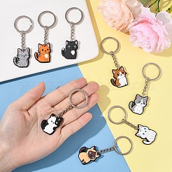 11Pcs 11 Colors Cat Shape PVC Pendant Keychains&nbsp;KEYC-YW0001-22