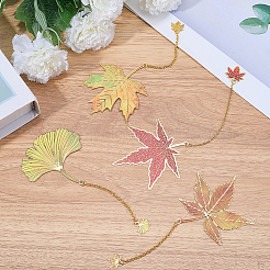 4Pcs Leaf Alloy Bookmarks&nbsp;AJEW-SP0003-39