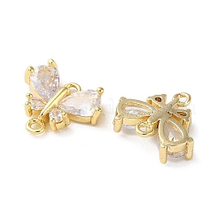 Brass Pave Clear Cubic Zirconia Connector Charms&nbsp;KK-F872-24G