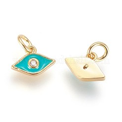 Brass Micro Pave Cubic Zirconia Charms&nbsp;ZIRC-G150-07G-04