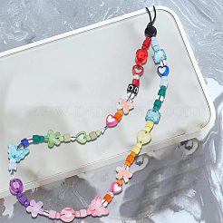 Rainbow Resin Beaded Mobile Phone Lanyard Wrist Strap&nbsp;HJEW-WH0068-11