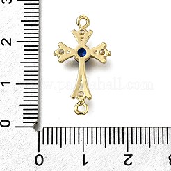 Brass Blue Cubic Zirconia Cross Connector Charms&nbsp;ZIRC-I070-012G