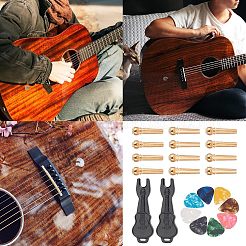 ABS Plastic Guitar Picks and Guitar String Pins Sets&nbsp;AJEW-FG0001-82