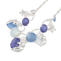 Summer Beach Alloy Colorful Enamel Starfish & Shell Bib Necklaces&nbsp;NJEW-B113-01