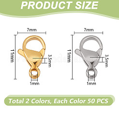 100Pcs 2 Colors 304 Stainless Steel Lobster Claw Clasps&nbsp;STAS-PH0006-10