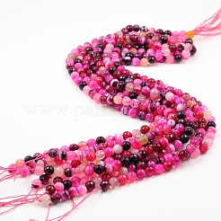 Dyed Natural Striped Agate/Banded Agate Faceted Round Bead Strands&nbsp;G-O038-13