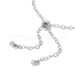2Pcs 2 Colors 304 Stainless Steel Textured Cable Chain Slider Bracelet Making&nbsp;AJEW-JB01343