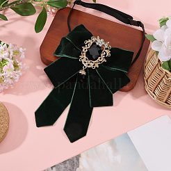 Polyester Bow Tie with Alloy Glass Brooch&nbsp;AJEW-WH0481-784B