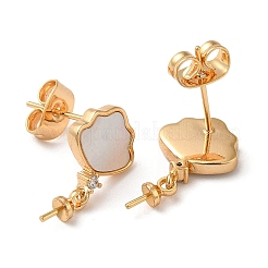 Brass Shell Stud Earring Findings&nbsp;KK-P239-06G