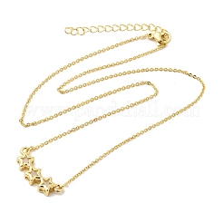 Brass Glass Triple Star Pendant Necklaces&nbsp;KK-CBAB173-03G-09