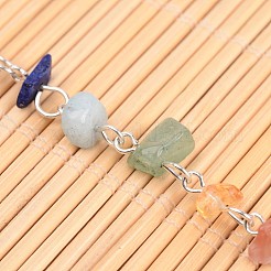 Chakra Handmade Gemstone Chip Beaded Brass Chains for Necklaces or Bracelets Making&nbsp;X-AJEW-JB00214-02