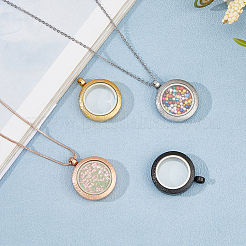 4Pcs 4 Colors Stainless Steel Locket Pendants&nbsp;STAS-HS0001-41