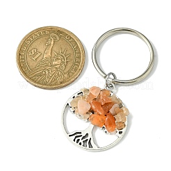 Tibetan Style Alloy & Natural Mixed Gemstone Chips Pendant Keychain&nbsp;KEYC-JKC00646-01