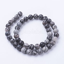 Natural Netstone Round Beads Strands&nbsp;G-G735-90-8mm