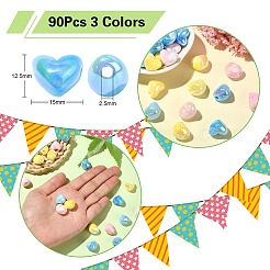 90Pcs 3 Colors UV Plating Opaque Rainbow Iridescent Acrylic Beads&nbsp;PACR-CJ0001-32