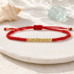 Adjustable Brass Corrugated Round Braided Bead Bracelets for Men Women&nbsp;UH2717-1