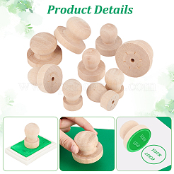 9Pcs 3 Styles Wood Block Stamp Handle&nbsp;WOOD-GA0001-64