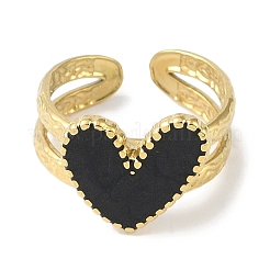 Ion Plating(IP) 304 Stainless Steel Enamel Heart Cuff Finger Rings&nbsp;RJEW-L107-088G-02